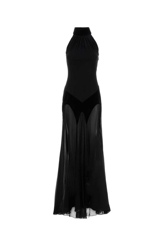 Black georgette long dress Black ALEXANDER MCQUEEN (842905QBADS)