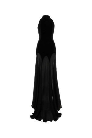 Black georgette long dress Black ALEXANDER MCQUEEN (842905QBADS)