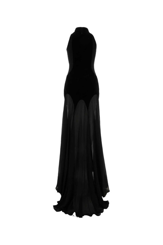 Black georgette long dress Black ALEXANDER MCQUEEN (842905QBADS)