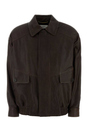 Brown leather jacket SAINT LAURENT (842948YCNW2)