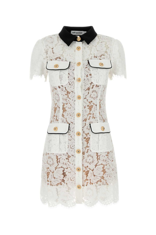 Белое кружевное мини-платье SELF PORTRAIT (PF25020SW)