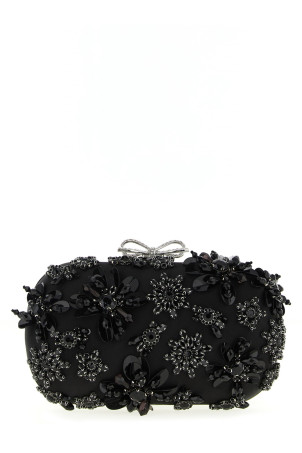 Клатч «Чорний атласний квітковий кристал» Чорний RS26304BBLACK