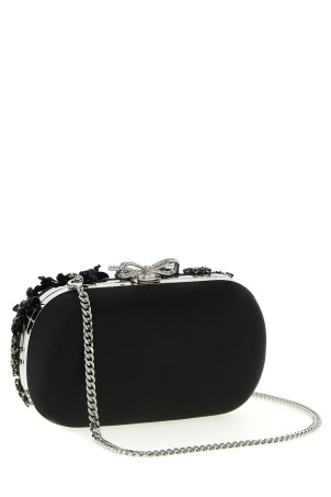 Клатч «Чорний атласний квітковий кристал» Чорний RS26304BBLACK