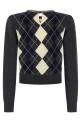'Grey Argyle Crystal Trim' sweater Gray