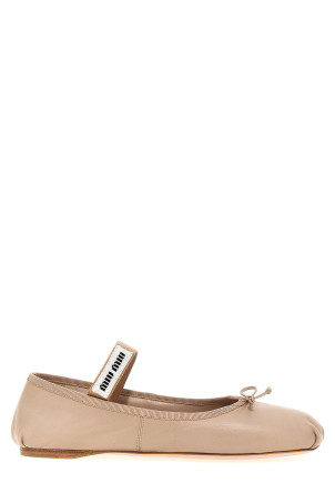 Логотип кожаные балетки Бежевый MIU MIU 5F794DFDX05XUUF0NZ2