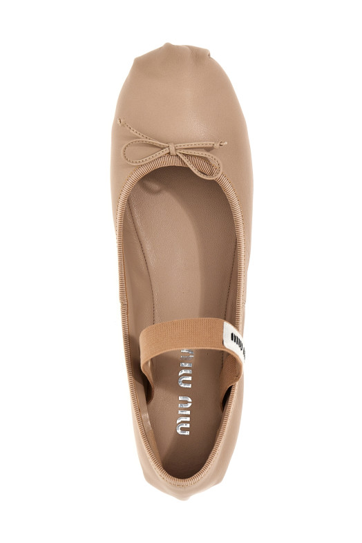 Логотип кожаные балетки Бежевый MIU MIU 5F794DFDX05XUUF0NZ2