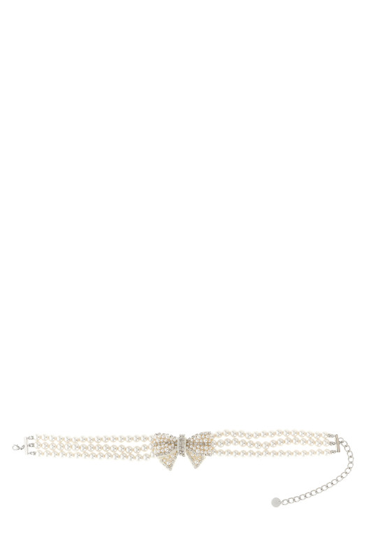 'Pearl Satin Bow' necklace White