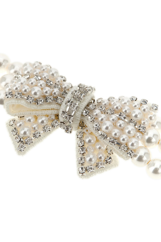 'Pearl Satin Bow' necklace White