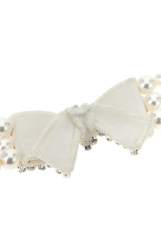 'Pearl Satin Bow' necklace White