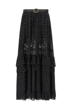 'Black And Gold Chiffon Lace Maxi' skirt Black