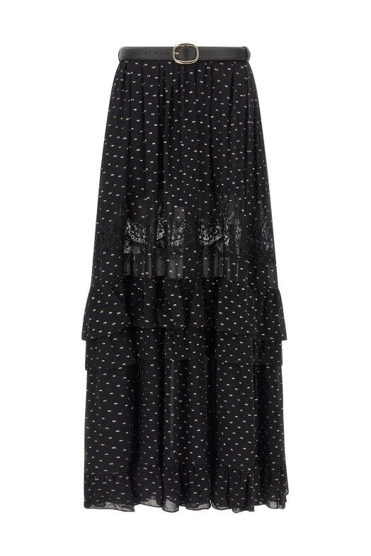 'Black And Gold Chiffon Lace Maxi' skirt Black