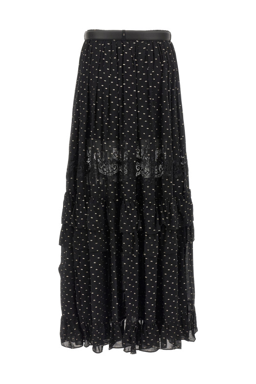 'Black And Gold Chiffon Lace Maxi' skirt Black