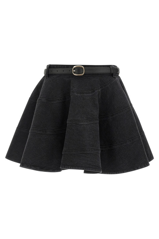 'Black Flared Denim Mini' skirt Black