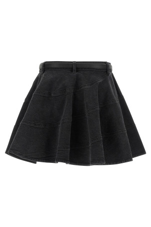 'Black Flared Denim Mini' skirt Black
