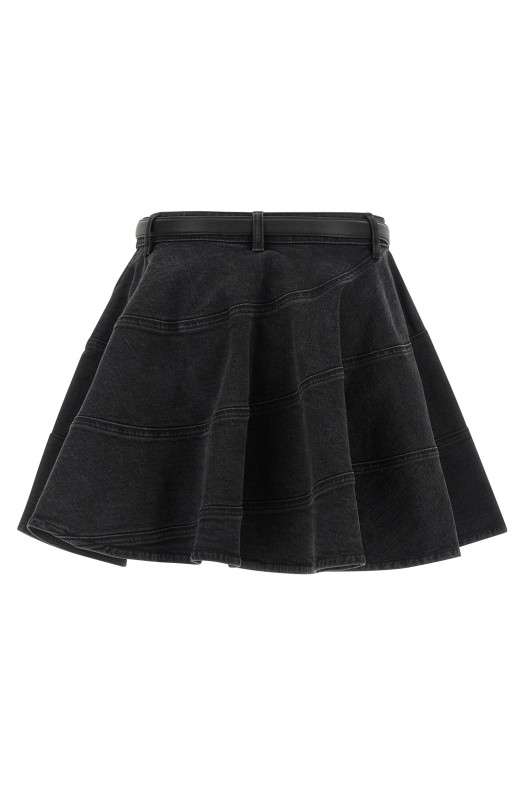 'Black Flared Denim Mini' skirt Black