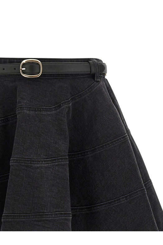 'Black Flared Denim Mini' skirt Black