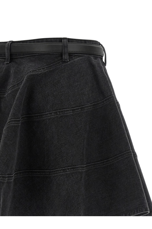 'Black Flared Denim Mini' skirt Black