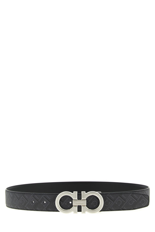'Gancini' print reversible belt Black