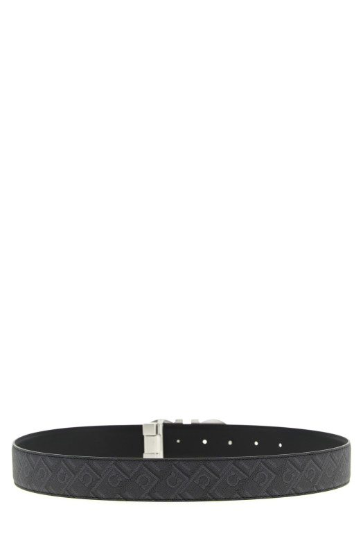 'Gancini' print reversible belt Black