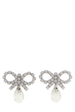 'Bow Crystal Droplet' earrings Silver
