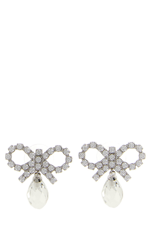 'Bow Crystal Droplet' earrings Silver