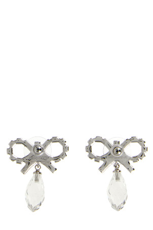 'Bow Crystal Droplet' earrings Silver