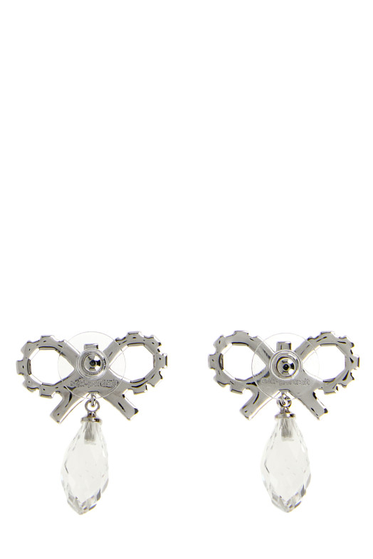 'Bow Crystal Droplet' earrings Silver