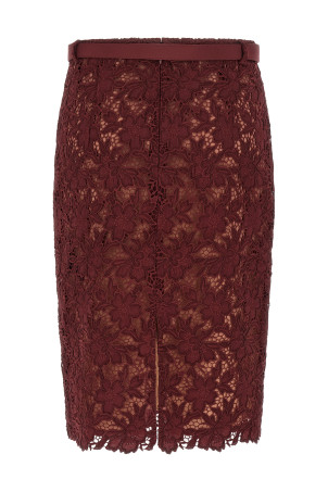 'Burgundy Guipure Lace Midi' skirt Bordeaux