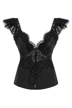 Топ «Черное атласное кружево» Черный RS26176TABBLACK
