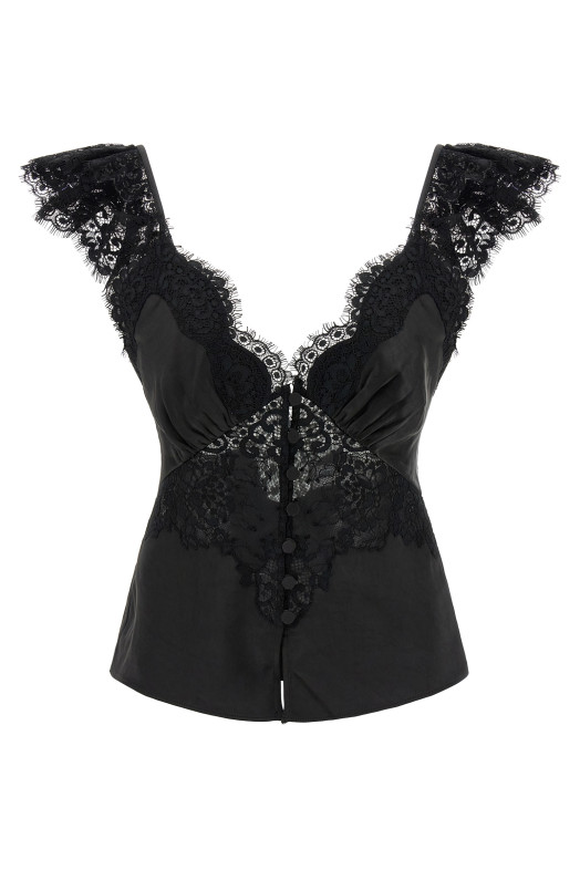 Топ «Черное атласное кружево» Черный RS26176TABBLACK