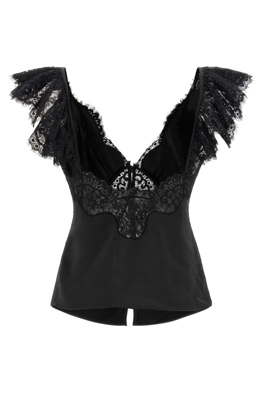 Топ «Черное атласное кружево» Черный RS26176TABBLACK