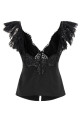 Топ «Черное атласное кружево» Черный RS26176TABBLACK