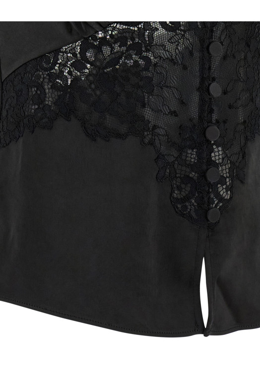 Топ «Черное атласное кружево» Черный RS26176TABBLACK