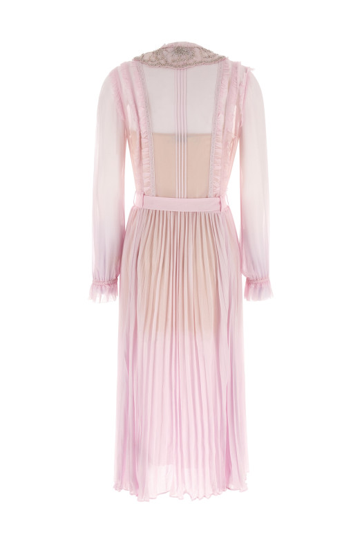 Платья «Розовое плиссированное жаккардовое миди» Розовое RS26034MPPINK