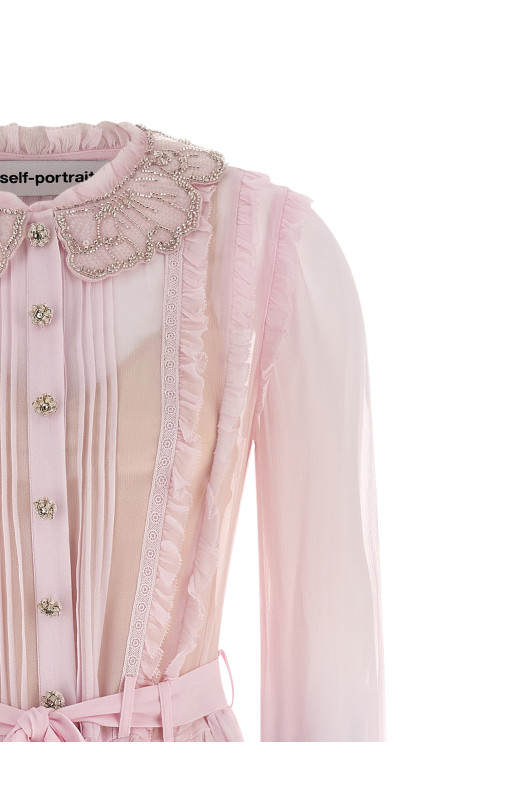 Платья «Розовое плиссированное жаккардовое миди» Розовое RS26034MPPINK