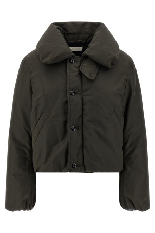 Bubble collar cropped down jacket Brown