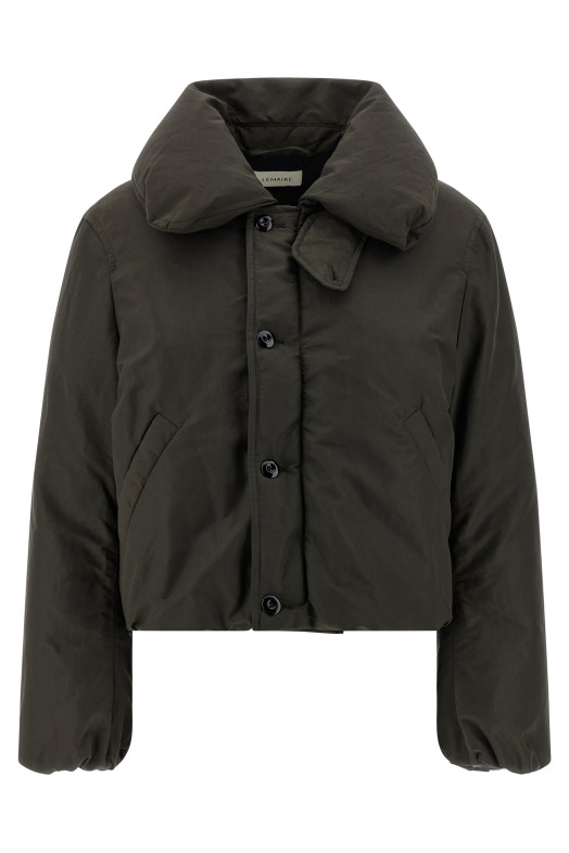 Bubble collar cropped down jacket Brown