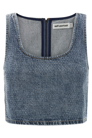 Топ «Rhinestone Denim Crop» Синий RS26826TBLBLUE