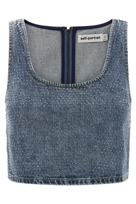 Топ «Rhinestone Denim Crop» Синий RS26826TBLBLUE