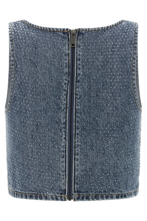 Топ «Rhinestone Denim Crop» Синий RS26826TBLBLUE