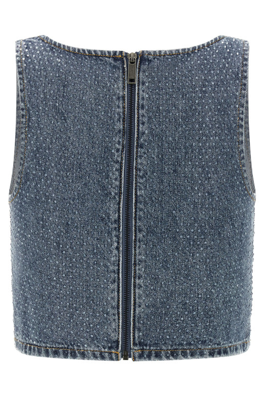 Топ «Rhinestone Denim Crop» Синий RS26826TBLBLUE