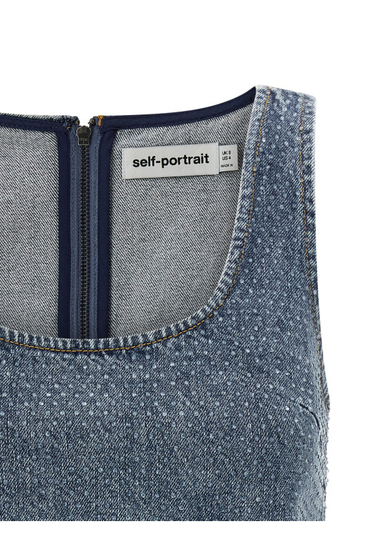 Топ «Rhinestone Denim Crop» Синий RS26826TBLBLUE