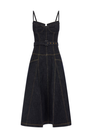 Платье «Indigo Denim Flared Midi» Синее RS26815MABLBLUE