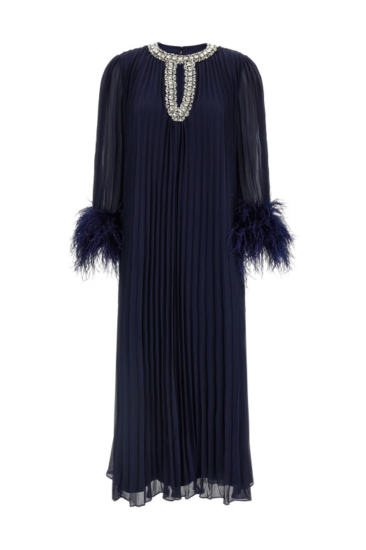 Платье «Navy Chiffon Feather Midi» Синее RS26510MNNAVY