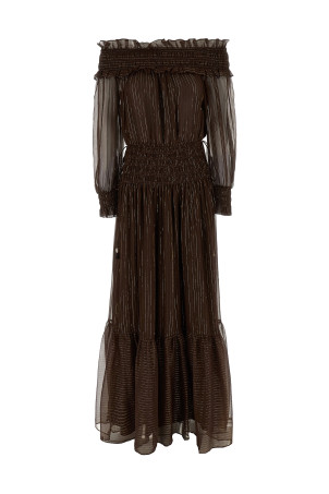 Сукня «Браун Джорджетт з відкритими плечима» Коричнева RS26156XABRBROWN