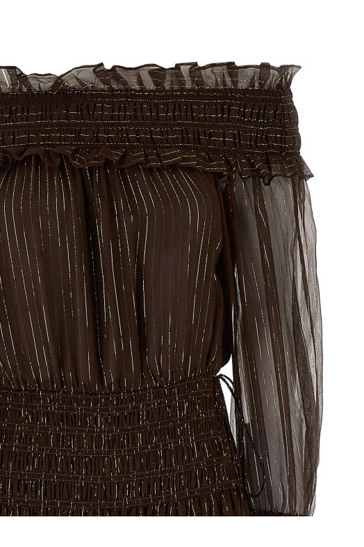 Платье «Браун Джорджетт с открытыми плечами» Коричневое RS26156XABRBROWN