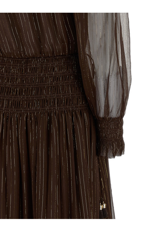 Платье «Браун Джорджетт с открытыми плечами» Коричневое RS26156XABRBROWN