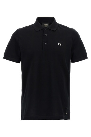 Футболка-поло з металізованим логотипом FF, чорна FENDI FY0985AUA5F0QA1