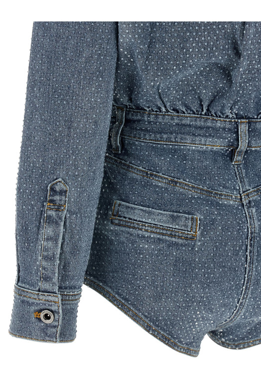 'Rhinestone Denim' jumpsuit Blue