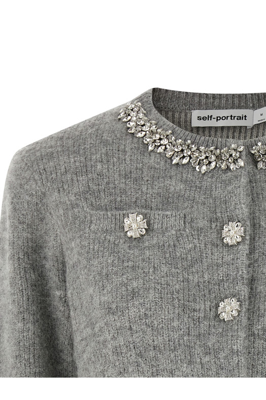 Кардиган «Grey Fluffy Crystal Trim» Серый RS26123CBGRGREY